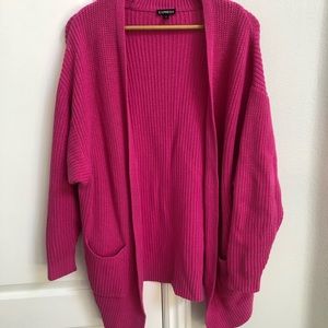 Express Knit oversized hot pink cardigan xs